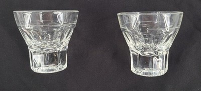Set of 2 Vintage Ruhrglas Clear Shot Glasses 9 Panel w/Sword & Hammer Mark 