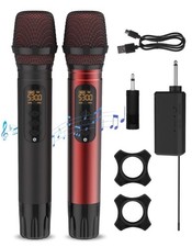 Wireless Microphones, Rechargeable Karaoke Microphone Metal Dual Handheld Cordle