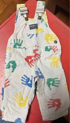 Vintage OshKosh B'Gosh Overalls Vestbak Handprint White Size 12