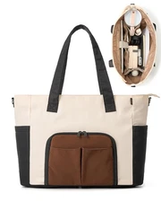 Tote Bag with Stanley Cup holder & Laptop Compartment, Work Bag for Women Wit...