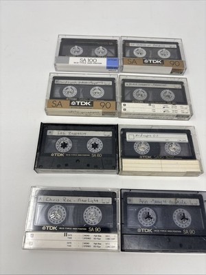 Lot Of 8 Used Blank Cassettes Type II High Bias Chrome, TDK SA
