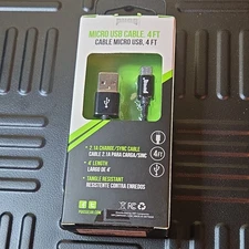 PUGS    MICRO USB CABLE  4FT   TANGLE RESISTANT  2.1A CHARGE/SYNC   697 BLACK