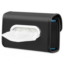 Car Tissue Holder - Extra Large Tissue Holder for Car Seat Back - PU Jet Black
