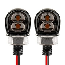 Motorcycle LED Mini Blinkers Small Turn Signals Light Micro Front Amber E Black