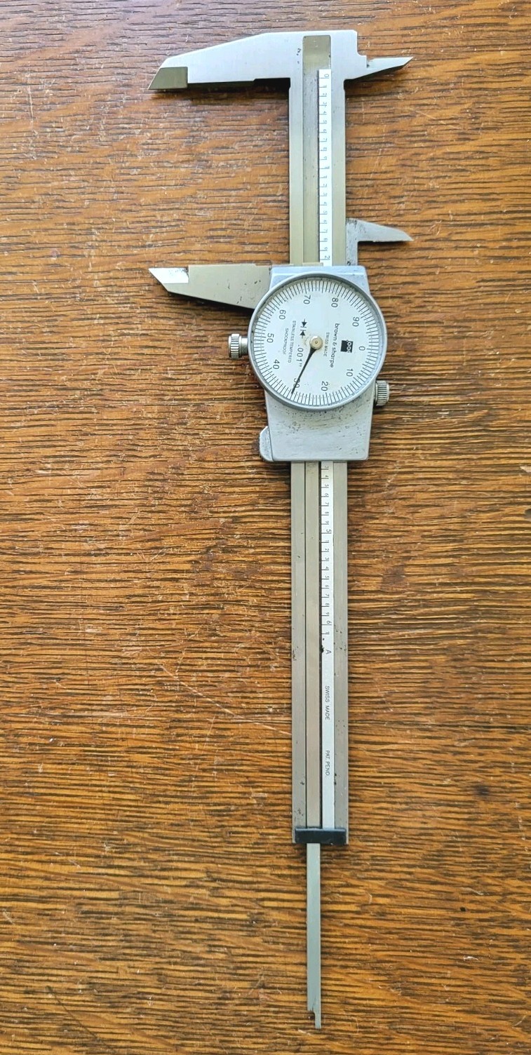 Vintage Brown & Sharpe Swiss Made Dial Caliper .001" Machinist Tool USA   