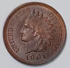 1901 Indian Head One Cent AU -UNC 4 Diamonds JRT 101