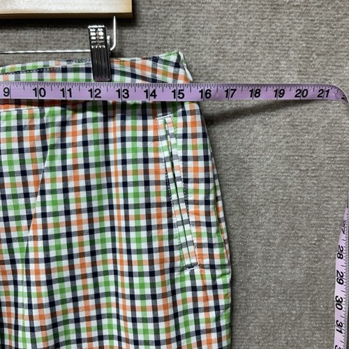 Lizgolf Cropped Capri Pants Women’s Size 8 Green Orange Navy Plaid Pockets Zip - Picture 3 of 10