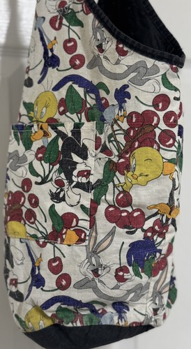 Looney Tunes Cherries Vintage Slouch Hobo Bag Purse Mischief Tote Bag Rare 1995 - Picture 3 of 8