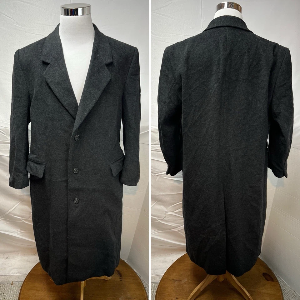 Chaqueta Abrigo Larga de Lana y Cachemira 44R Carbón Sterling & Hunt Vintage Para Hombre Foto 3 de 4