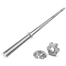 55" Weight Lifting Bar, 1" Standard Straight Barbell Bars for Weight Silver