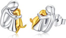 Hypoallergenic Dog Earrings 925 Sterling Silver Cute Animal Puppy Stud Earrings