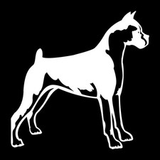 Boxer Dog Det Decal Sticker White Die Cut Vinyl