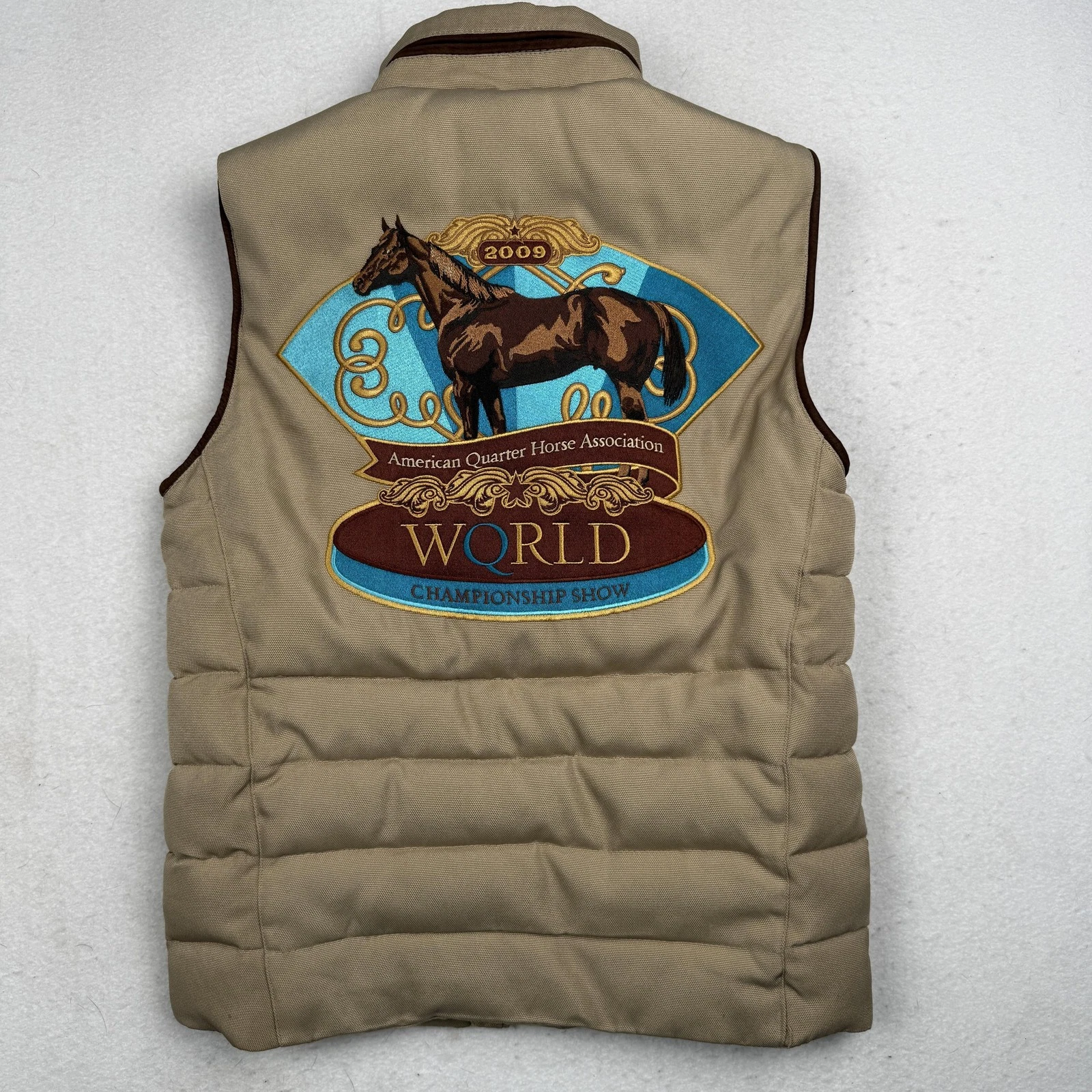 Cripple Creek Vest Men's 3XS Beige Quilted American Quarter Horse World 2009
