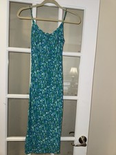 Susana Monaco Blue Swirl Pattern Slip Dress Y2K Clubwear Small Groovy Pattern