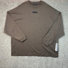 Fear of God Essentials Long Sleeve T-Shirt Wood Brown XL Oversized Mens NWT