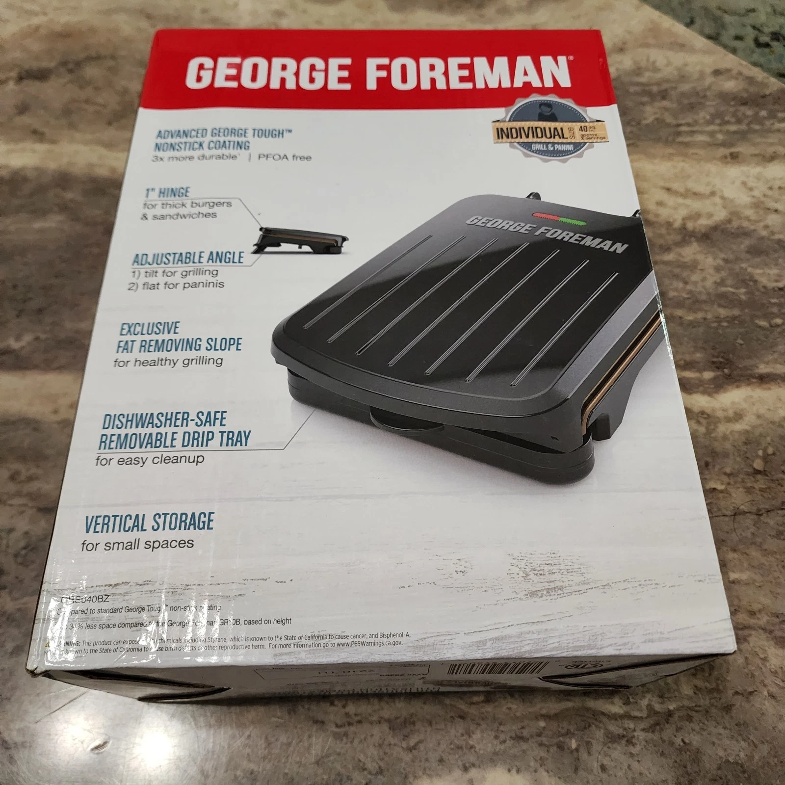 George Foreman Tough NonStick Compact Fast Electric Indoor Grill Individual Size