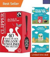 Image of 40 Pack Fairtrade Organic English Breakfast Tea Bags | Refreshing & Full-Bodied