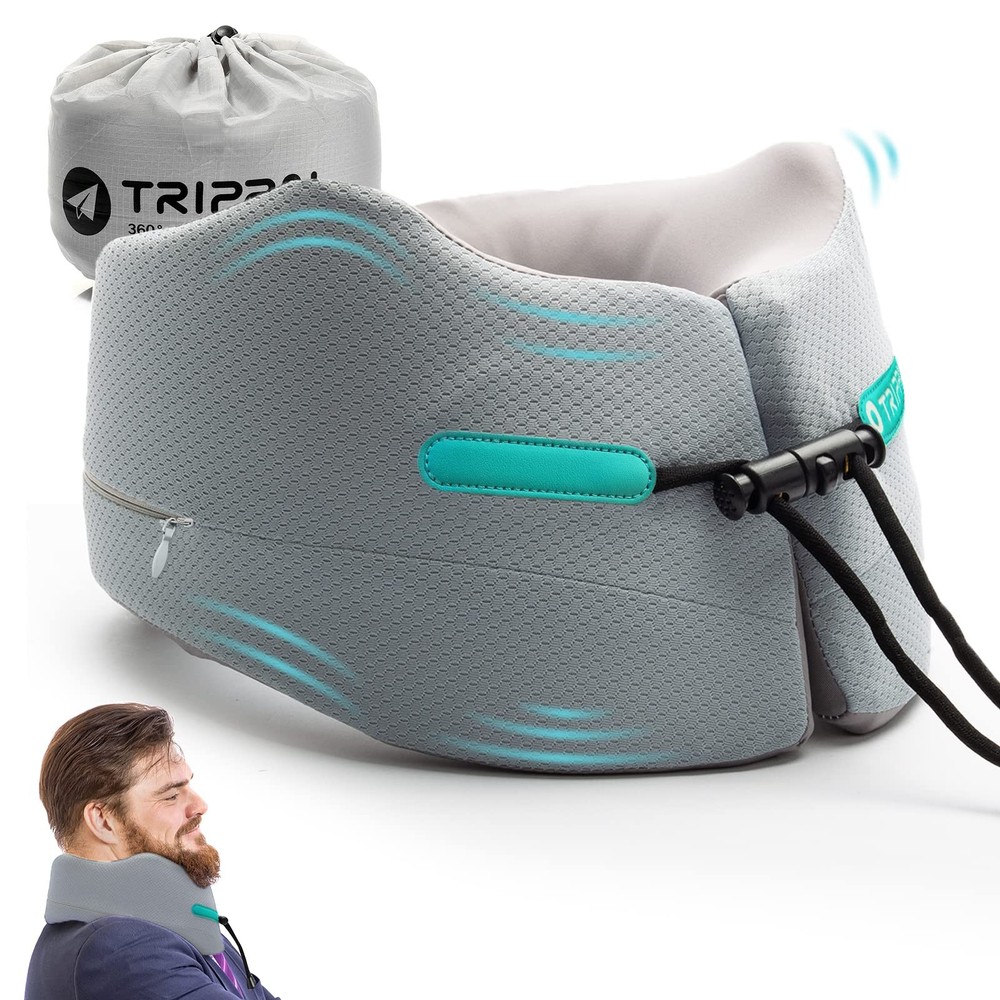 Travel Pillow Neck Chin Head Support Best Memory Foam Airplane Neck Pillows 3...