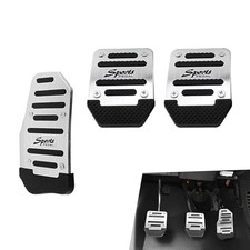 3PCS Car Non-Slip Metal Pedal Pads, Manual Transmission Brake Gas 3 PCS Silver