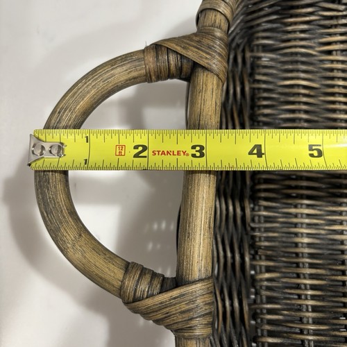 Distressed Brown Tan Black Woven Wicker Serving Tray Decor 15”x11” +3” Handles - Picture 9 of 9
