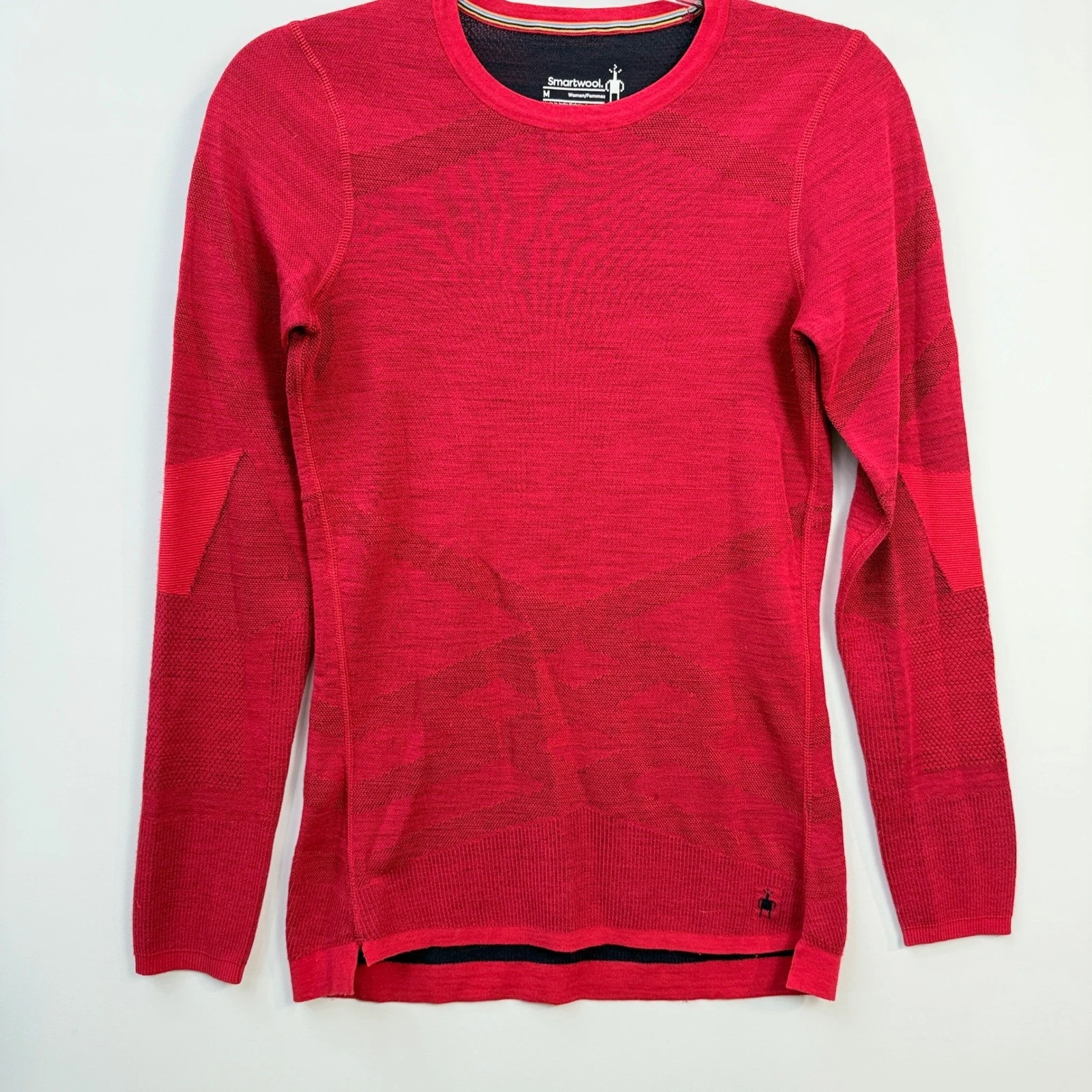 Smartwool Intraknit Merino 200 Top Women Medium Red Base Layer Long Sleeve