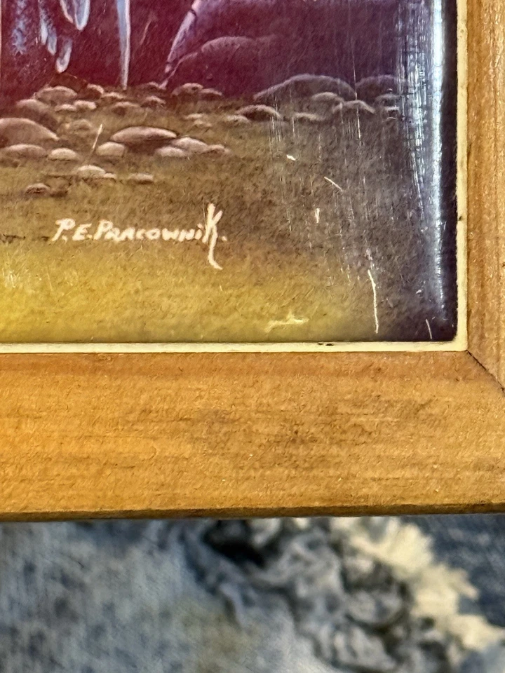 Obra de arte vintage de Peter Pracownik marco de madera dragón magia mítica decoración de fantasía Foto 4 de 4