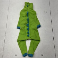 Green Contrast Blue Dog Dinosaur Costume Pet Clothes Open Belly Size Large