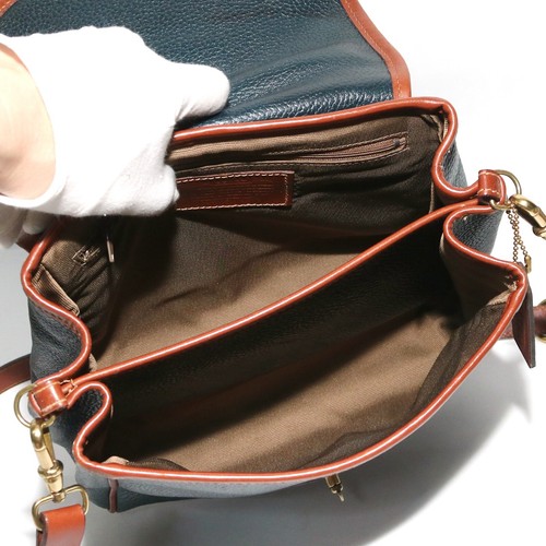 Vintage Coach Sheridan Navy Brown Full Grain Leather Crossbody Top Handle Bag - Bild 6 von 22