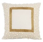 Sofa Cushion Case Ivory 16"x16", Square Silk Pearl Beaded - Essence Of Pearl