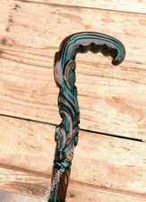 Christian Cross Wooden Walking Stick Cane - Wood carved crafted crook handle P