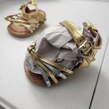 Build A Bear Workshop Heel Shoes Sandals Gold Silver Buckle EUC Cute Fashion BAB