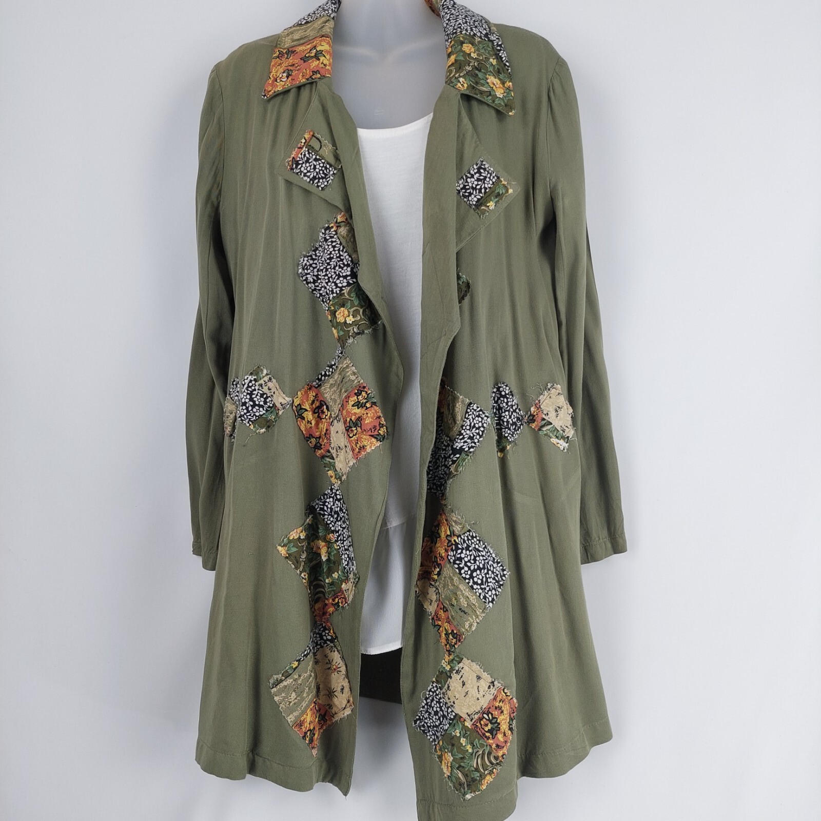 Women's embroidered recycled trench coat unique design-image