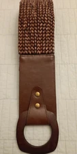 Women's Med Belgo Lux Brown Snap Loop Wood Bead Wide Stretch Belt