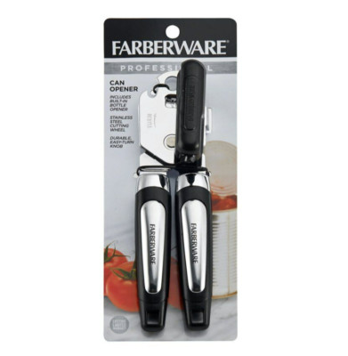 Farberware Professional Manual Can Opener with Built in Bottle Opener Black