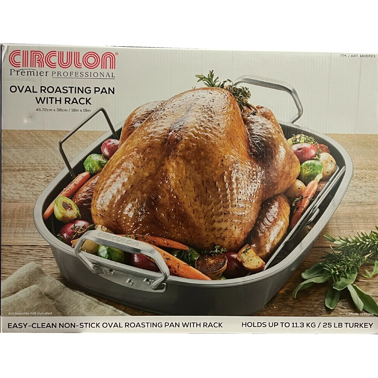 Circulon Nonstick Roasting Pan / Roaster with Rack - 18 Inch X 15 Inch, Gray