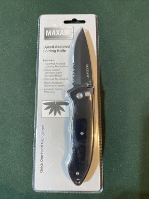 Maxam Speed Assisted Folding Knife SKBLKSPC 7 1/2  Open Stainless Steel Blade