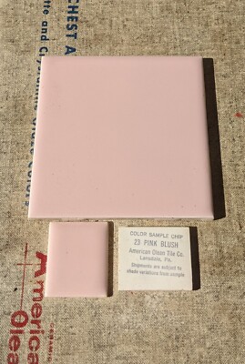 2 pieces  4 1/4'' Ceramic Tile  #23 Pink Blush New Old Stock  American Olean Tile