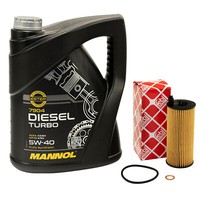 MotoröL Set 5W40 Diesel Turbo 5 Liter ÖLfilter Febi 101324 FüR BMW 3Er Touring