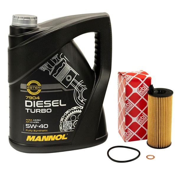 MotoröL Set 5W40 Diesel Turbo 5 Liter ÖLfilter Febi 101324 FüR BMW 3Er Touring-image