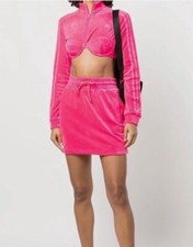 Adidas x Jeremy Scott Women s Velour Zip Front Track Jacket NWT Solar Pink Small