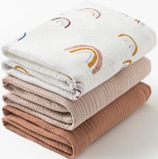 Muslin Swaddle Blanket Baby-Cotton Swaddling Soft Blanket,Neutral 3 Pack