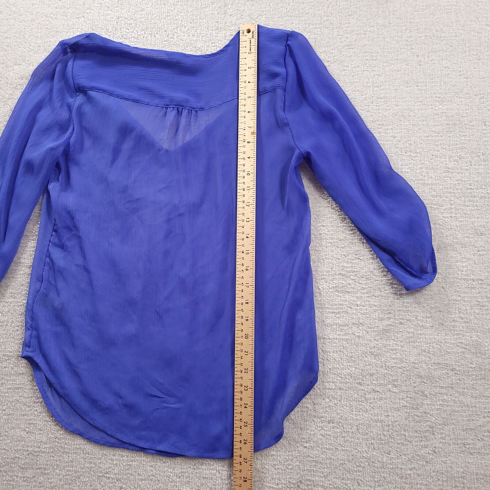 Express Sequin Split Front Sheer Blouse Blue Size… - image 5