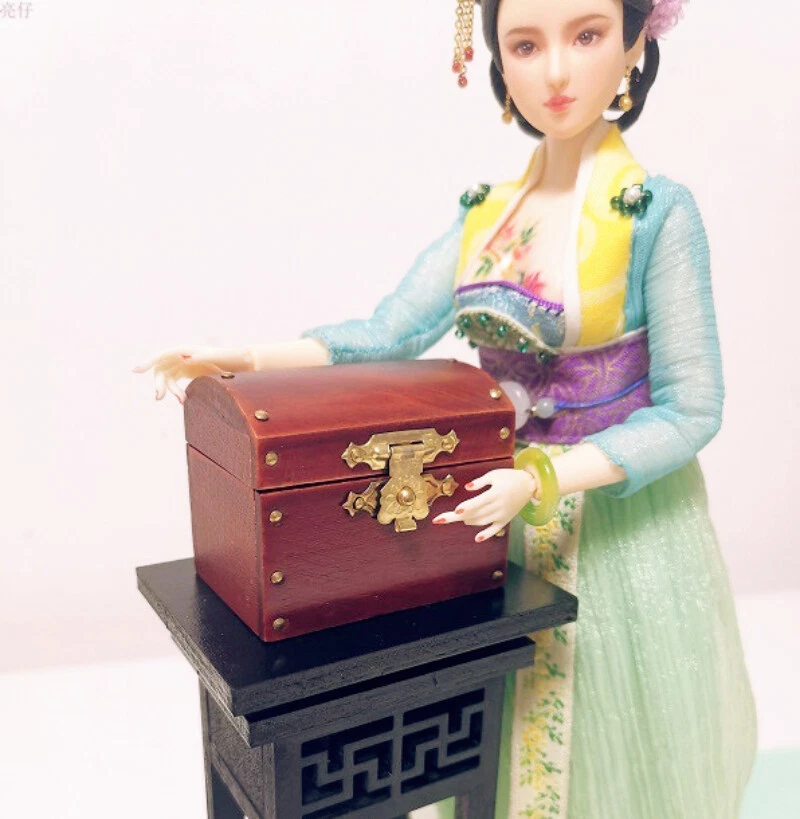 1/6 Scale Dollhouse Miniatures Treasure Chest Storage Box Action Figure Wooden - image 2 of 4
