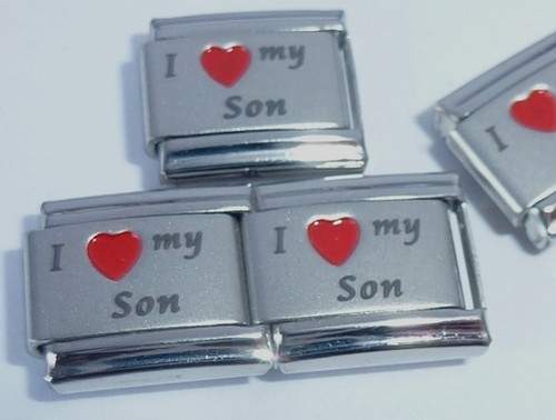 I LOVE MY SON Italian Charm - Red Heart 9mm fits Classic Bracelets E406 Boy - Picture 5 of 11