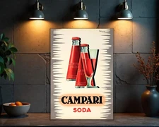 Campari Soda Vintage  Retro Italian Beverage Hevay Metal Sign - (60x40cm)