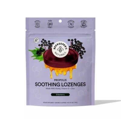 Beekeeper's Naturals Elderberry Flavored Propolis Soothing Lozenges Dietary Supp