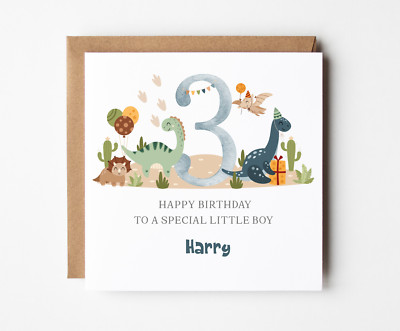 Personalisierte Karte Jungen 3. Geburtstag Dinosaurier Geburtstag Sohn Enkel Alter 3