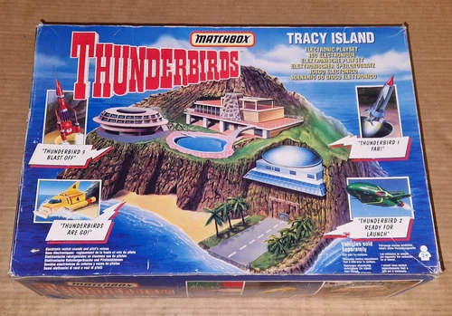Vintage '90 Matchbox Thunderbirds Electronic TRACY ISLAND Playset Complete w/Box