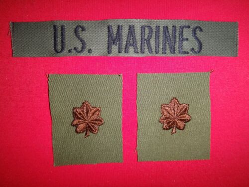 US MARINES Taschenaufnäher + Paar US Marine MAJOR Rang Kragengeräte - Bild 1 von 3