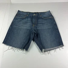 Lucky Brand Jean Shorts Men 33* Straight Blue Cut Off Cotton Denim Jorts Tag 34